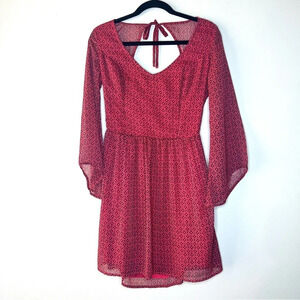 Hollister Bell Sleeve Peasant Hippie Style Backless Midi Dress sz A-line Flowy